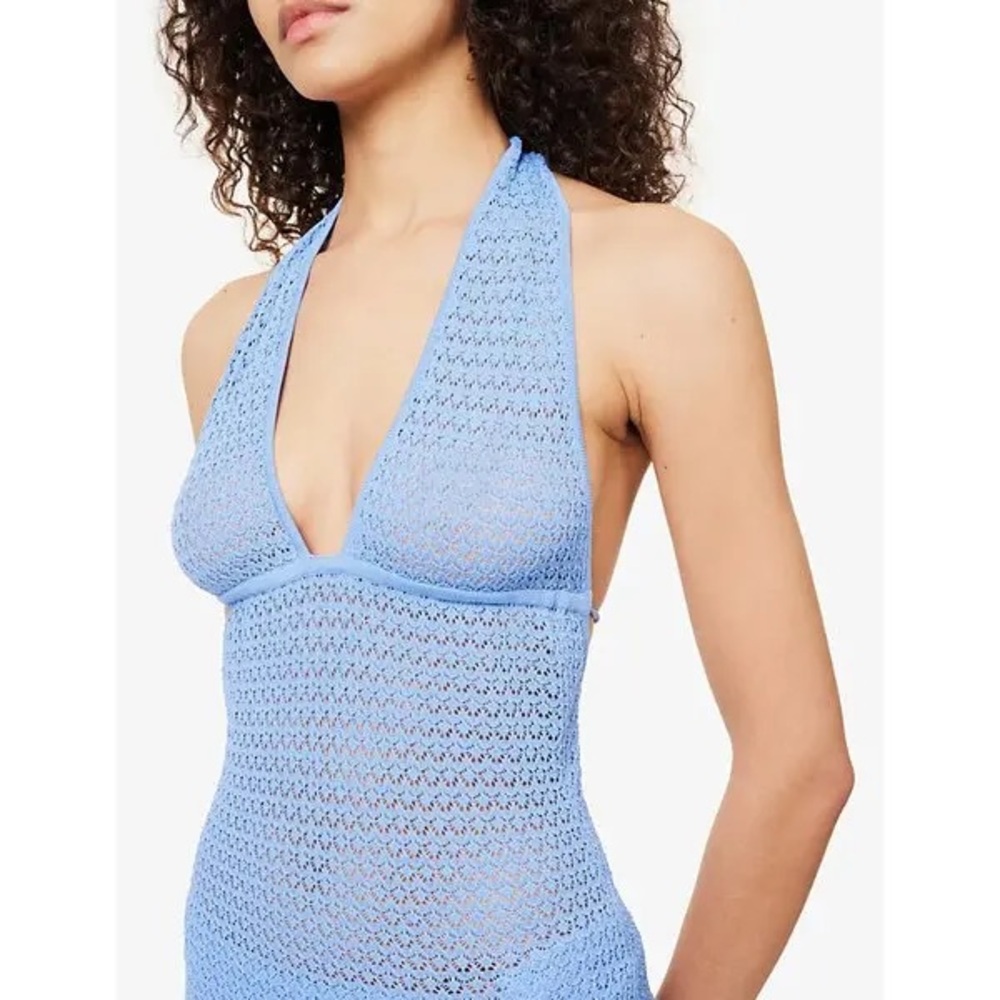 NEW Monday Swimwear Catania Dress Cover Up - Pool Lace Crochet - Pool Blue - S - Picture 9 of 16